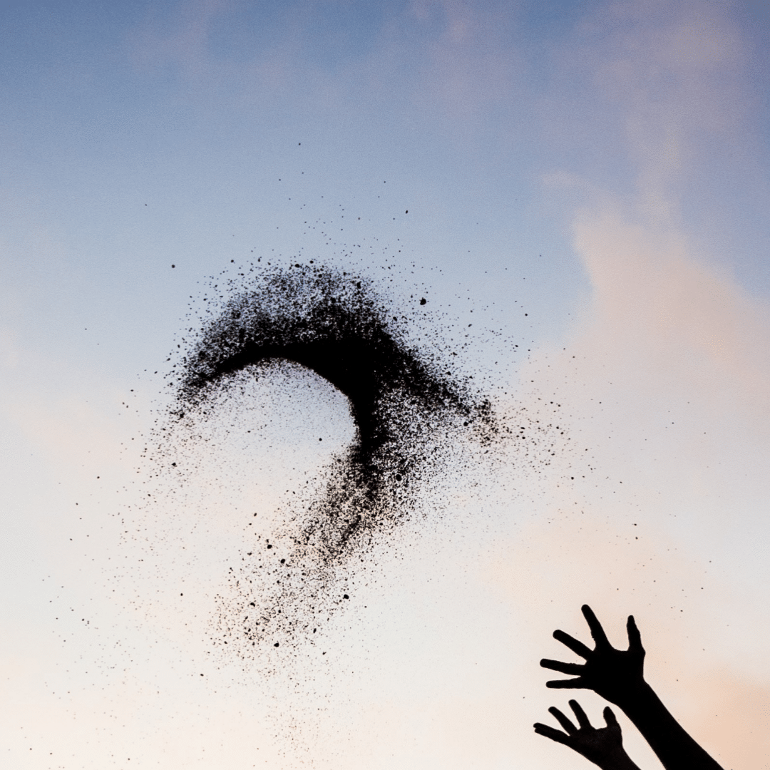 Don't cry for me - a poem that asks for joy. Here, someone throws sand in the air in celebration.